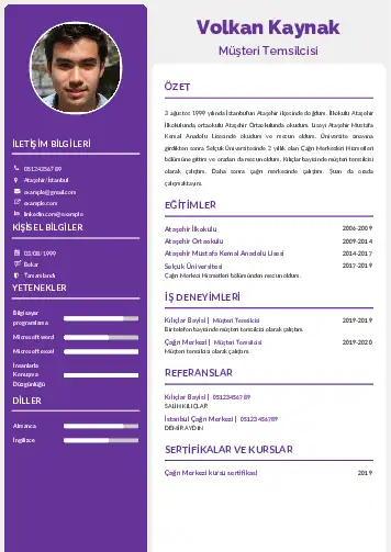 Müşteri Temsilcisi CV Örnekleri cv indir